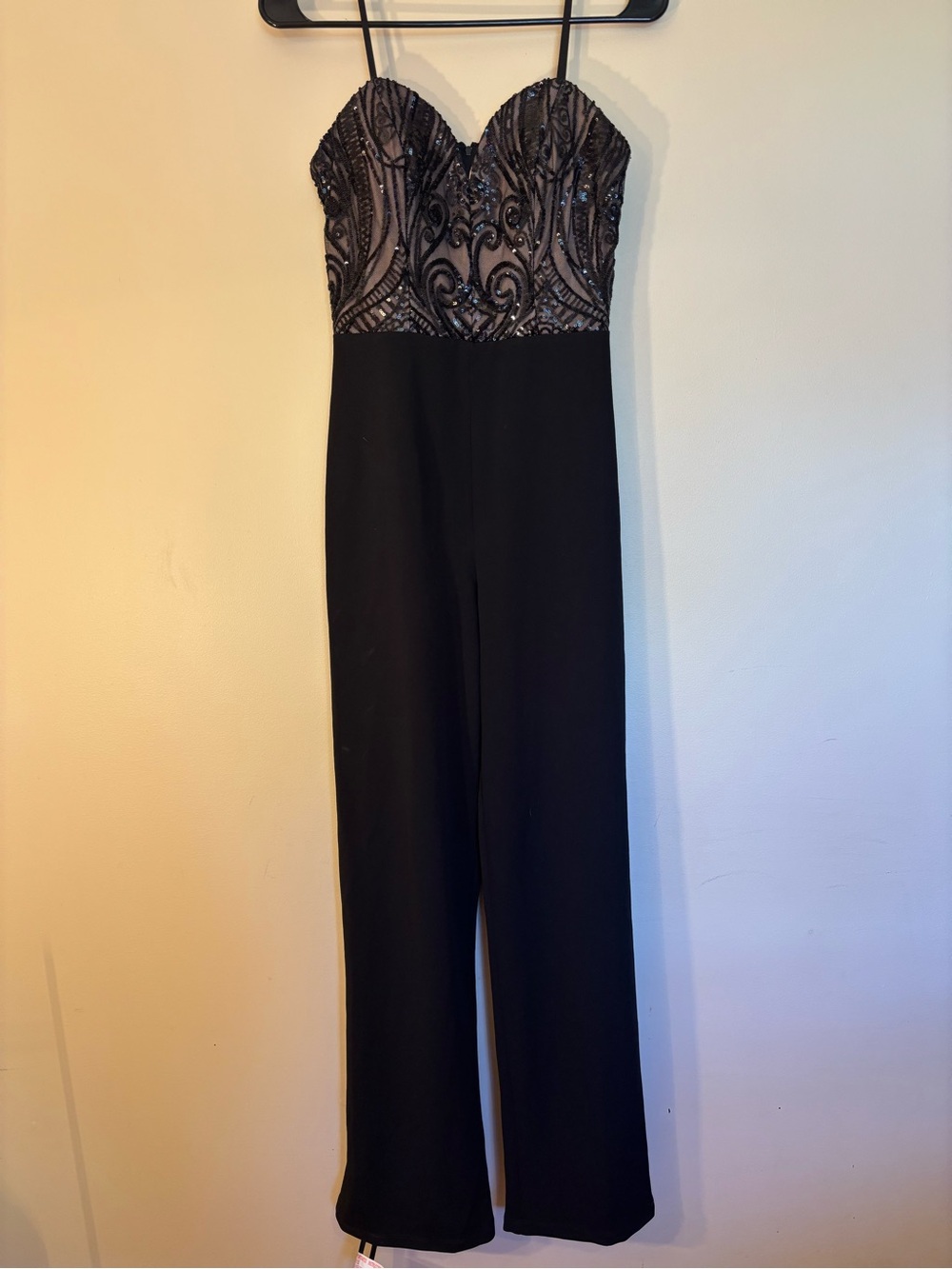 City Studio Black Strapless Beaded Jumpsuit